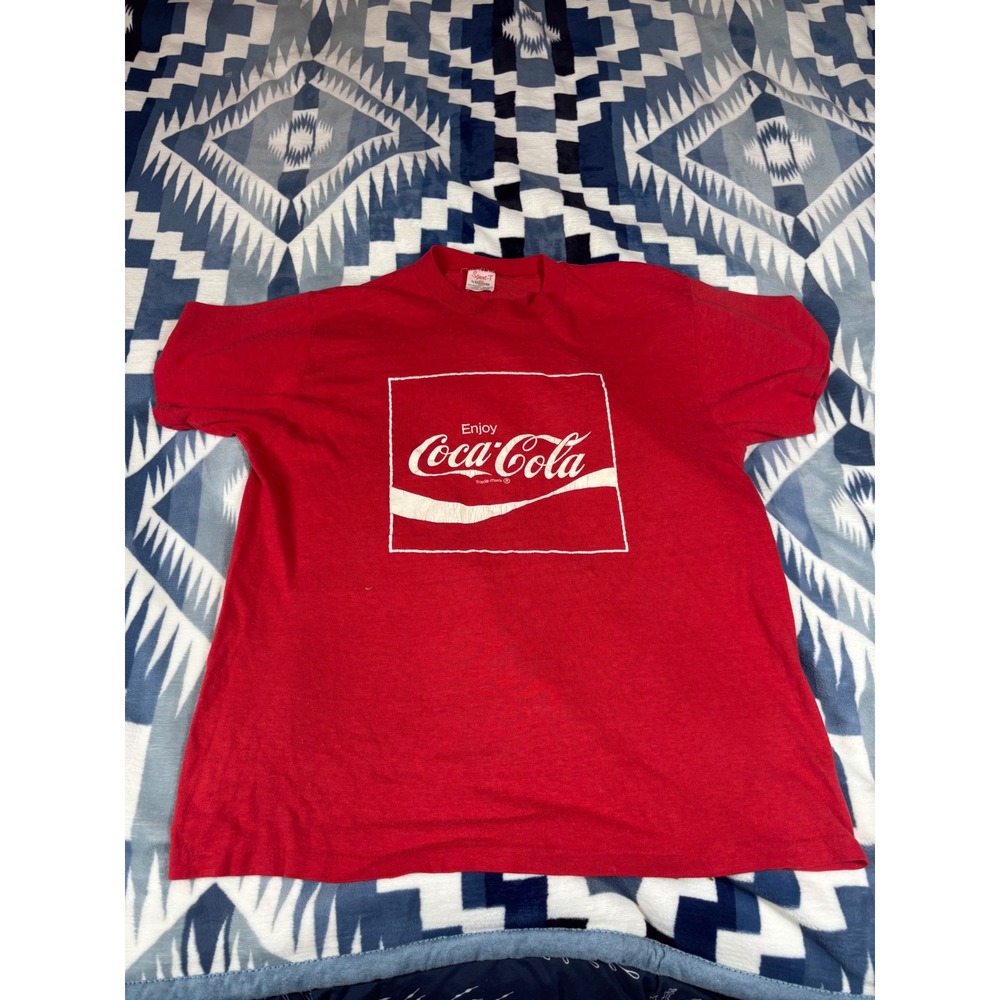Vintage Sport-T Stedman Coca-Cola Red Graphic T-Shirt Mens Large Single Stitch